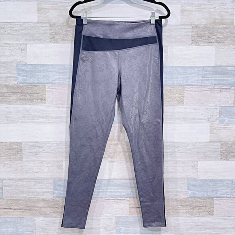 MANDUKA Liquid Faux Leather Leggings Gray Mid Rise Yoga Womens Medium